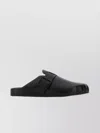 BALENCIAGA MOULDED ROUND FLAT LEATHER SLIPPERS