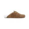 Balenciaga Womens Tan Sunday Faux-shearling Trim Suede Mule Eur 38/5 Uk In Beige