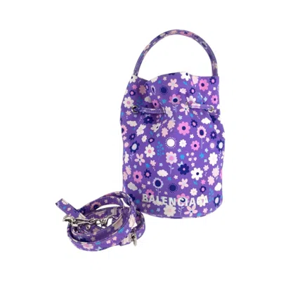Pre-owned Balenciaga Multi-color Purple Nylon Canvas Handbag Shoulder Bag ()