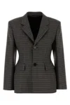 Balenciaga Checked Padded Wool Blazer In Multicolor