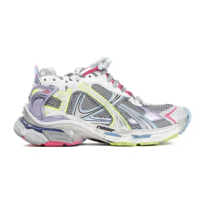Balenciaga Multi-layered Grey Mesh Sneakers With Vibrant Accents