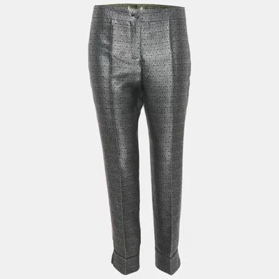 Pre-owned Balenciaga Multicolor Brocade Silk Tapered Leg Cropped Trousers M