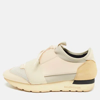 Pre-owned Balenciaga Multicolor Fabric And Leather Race Runner Sneakers Size 37