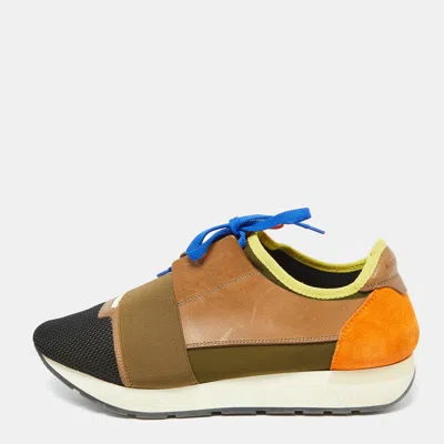 Pre-owned Balenciaga Multicolor Fabric And Leather Race Runner Sneakers Size 42