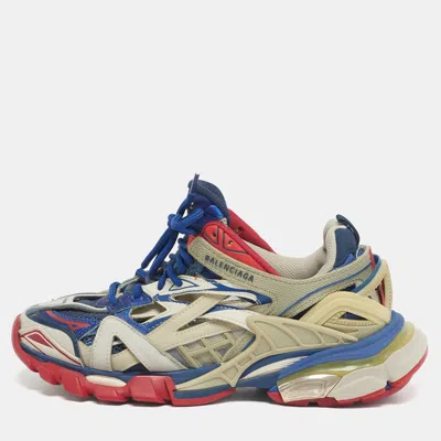 Pre-owned Balenciaga Multicolor Faux Leather And Mesh Track 2 Sneakers Size 37