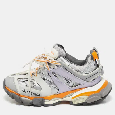 Pre-owned Balenciaga Multicolor Faux Leather And Mesh Track Lace Up Sneakers Size 36