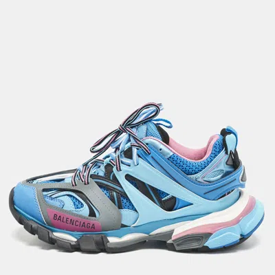 Pre-owned Balenciaga Multicolor Faux Leather And Mesh Track Sneakers Size 38