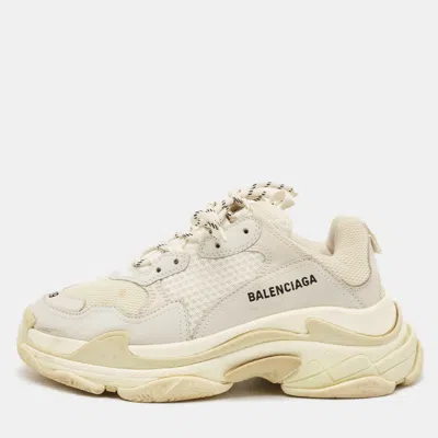 Pre-owned Balenciaga Multicolor Faux Leather And Mesh Triple S Lace Up Sneakers Size 39