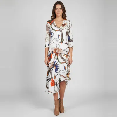Pre-owned Balenciaga Multicolor Iguana Floral Print Jersey Asymmetric Midi Dress M