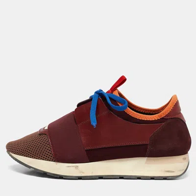 Pre-owned Balenciaga Multicolor Leather And Mesh Race Runner Low Top Sneakers Size 38
