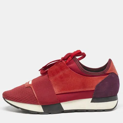 Pre-owned Balenciaga Multicolor Leather And Mesh Race Runner Low Top Sneakers Size 39