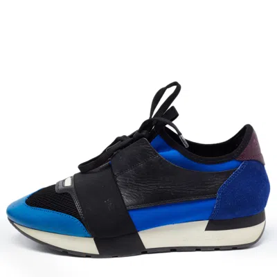 Pre-owned Balenciaga Multicolor Leather And Mesh Race Runner Sneakers Size 38