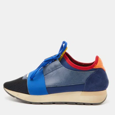 Pre-owned Balenciaga Multicolor Leather And Mesh Race Runner Sneakers Size 38