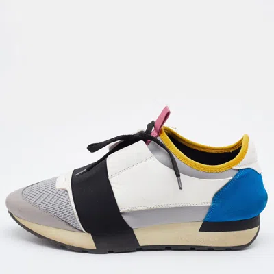 Pre-owned Balenciaga Multicolor Leather And Mesh Race Runner Sneakers Size 39