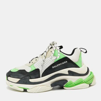 Pre-owned Balenciaga Multicolor Leather And Mesh Triple S Clear Sneakers Size 39