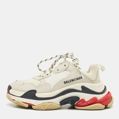 Pre-owned Balenciaga Multicolor Leather And Mesh Triple S Sneakers Size 37