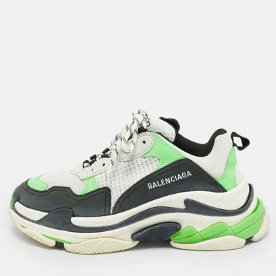 Pre-owned Balenciaga Multicolor Leather And Mesh Triple S Sneakers Size 40