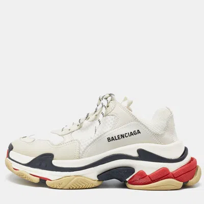 Pre-owned Balenciaga Multicolor Leather And Mesh Triple S Sneakers Size 40