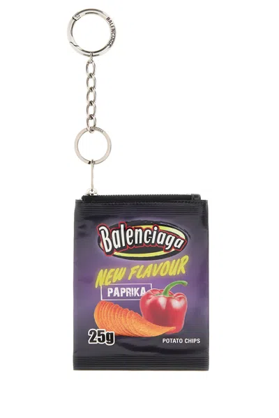 BALENCIAGA MULTICOLOR LEATHER CHIPS KEYRING