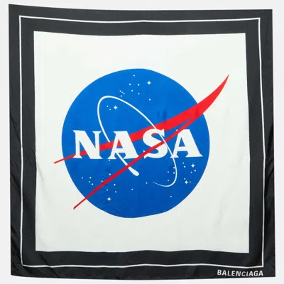 Pre-owned Balenciaga Multicolor Logo Silk Scarf