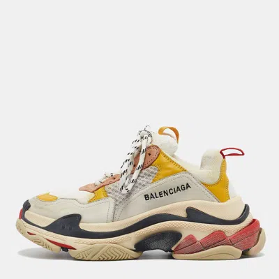 Pre-owned Balenciaga Multicolor Mesh And Nubuck Leather Triple S Low Top Sneakers Size 36