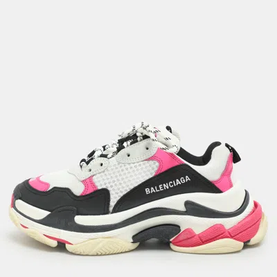 Pre-owned Balenciaga Multicolor Mesh And Nubuck Leather Triple S Sneakers Size 38