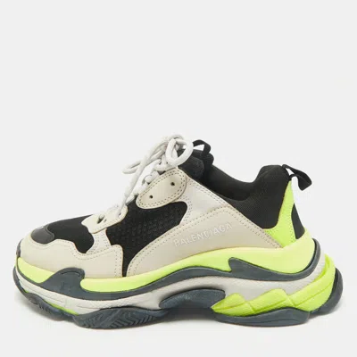 Pre-owned Balenciaga Multicolor Mesh And Nubuck Leather Triple S Sneakers Size 41