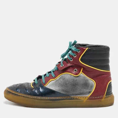 Pre-owned Balenciaga Multicolor Patent And Leather High Top Sneakers Size 41