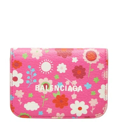 Pre-owned Balenciaga Multi-color Pink Leather Wallet (tri-fold) () In Multi-color, Pink