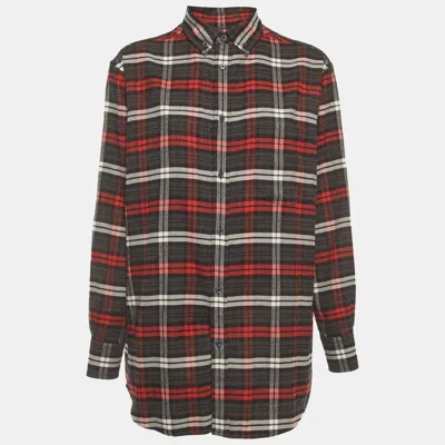 Pre-owned Balenciaga Multicolor Plaid Cotton Oversized Flannel Shirt S
