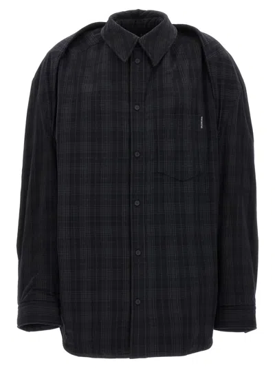 Balenciaga Dark Grey Checked Flannel Shirt