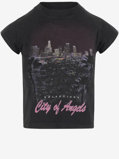 BALENCIAGA MULTICOLOR SHRUNK CITY OF ANGELS T-SHIRT
