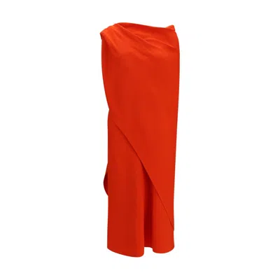 Balenciaga Multicolor Silk Casual Dress In Orange