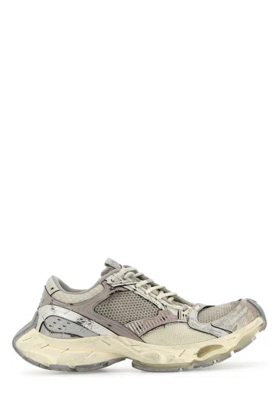Balenciaga Multicolor Synthetic Leather And Mesh Stapler Sneakers In Grey