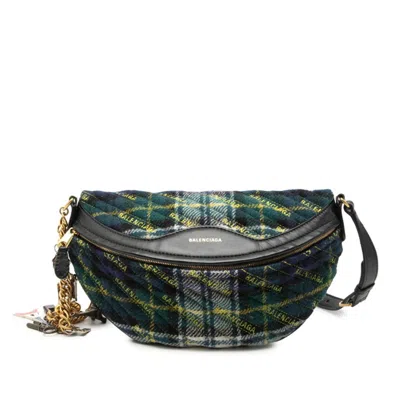Pre-owned Balenciaga Multi-color Wool Leather Fanny Pack Shoulder Bag Sling Bag ()