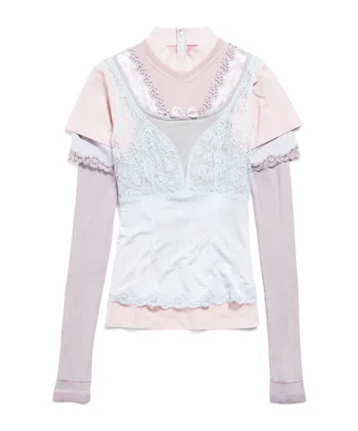 Balenciaga Multicolored Layered Blouse In White