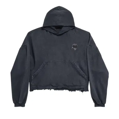 Pre-owned Balenciaga Nail Polish Cropped Hoodie 'faded Washed Black' | Women's Size 1