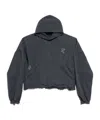 Balenciaga Nail Polish Cropped Hoodie In Faded Black In Faded Black