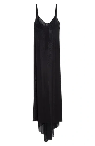 Balenciaga Naked Sheer Stretch Technical Tulle Dress In Black