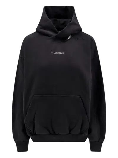 Balenciaga Nano Bb Cotton Hoodie In Black