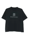 Balenciaga Faded Black T-shirt With Central Print And Wide Fit. In Black