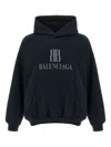 Balenciaga Black Hoodie With Fixed Hood And Logo Lettering On The Front In Cotton Man