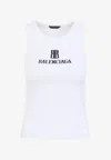 Balenciaga Ribbed Texture Sleeveless Tank Top In White
