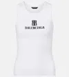 Balenciaga Ribbed Texture Sleeveless Tank Top In White