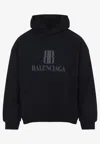 Balenciaga Black Hoodie With Fixed Hood And Logo Lettering On The Front In Cotton Man In Black