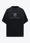 Balenciaga Black Nano Bb Cropped T-shirt In Black