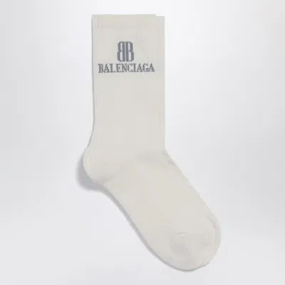 BALENCIAGA BALENCIAGA NANO BB SOCKS IN WHITE COTTON BLEND