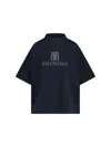 Balenciaga High-collar Black T-shirt With Logo Print In Black