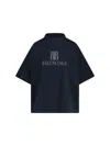 Balenciaga High-collar Black T-shirt With Logo Print In Black