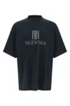 Balenciaga Cotton Distressed Oversized Crew Neck T-shirt In Black